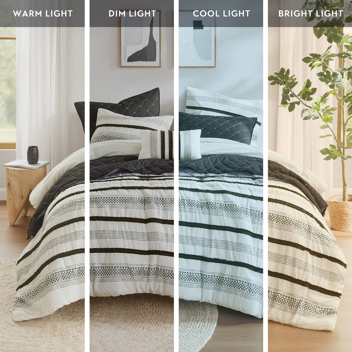 7 Piece Stripe Comforter and Quilt Set - King/Cal King