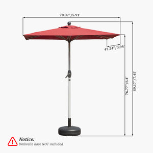 Rectangle Patio Umbrella with Crank Lift and Tilt Function, Brick