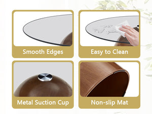 Nesting Coffee Table Set of 2 with Glass Desktop in Walnut