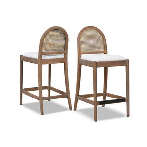 Arlin Upholstered Stool with Curved Back and Footrest - Set of 2