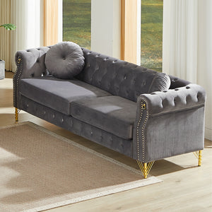 82-Inch Velvet Chesterfield Sofa