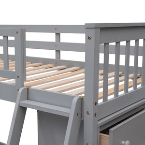 Bunk Bed With 6 Drawers And Flexible Shelves, Bottom Bed With Wheels