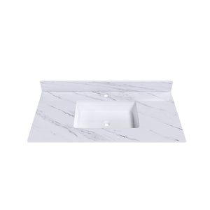 Bianco Carrara Venato Marble Vanity Top With Pre Drilled Faucet Hole And Undermount Sink