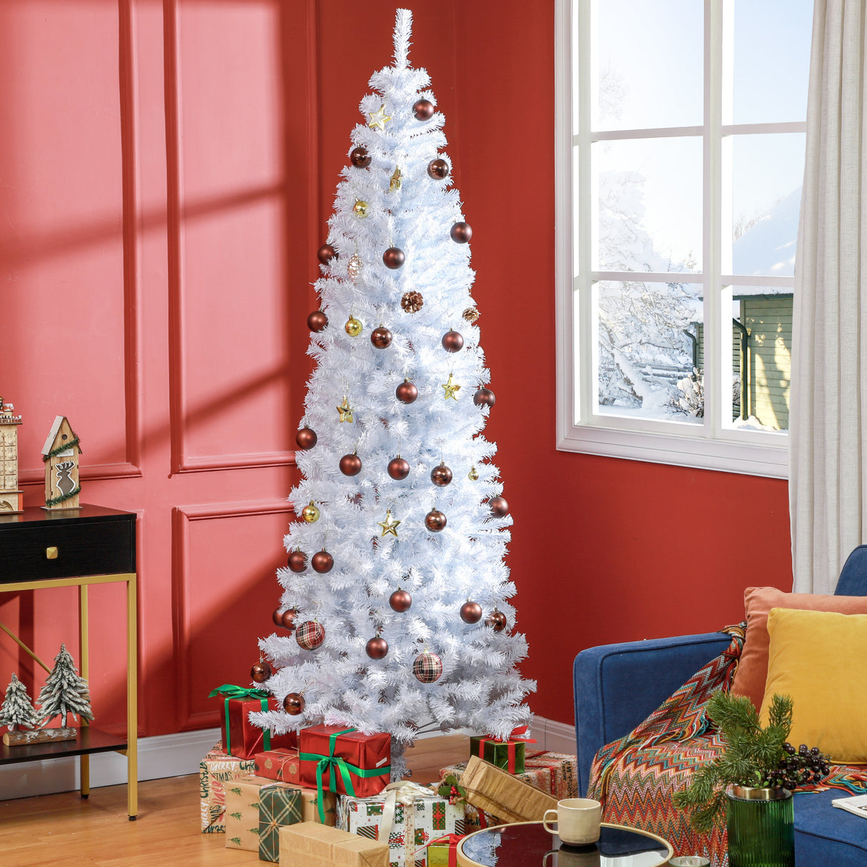 HOMCOM 7ft Pencil Christmas Tree