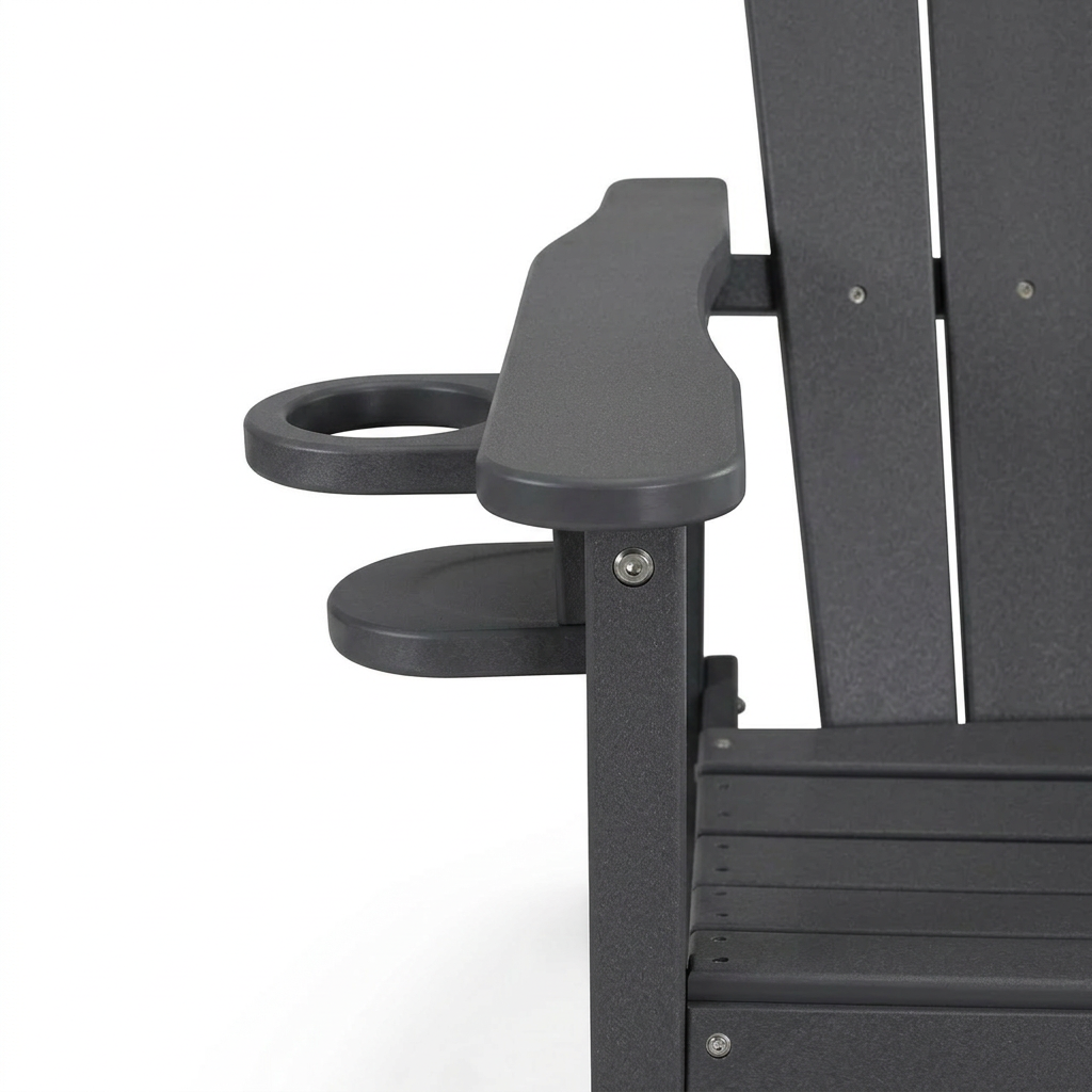 HDPE Bar Height Adirondack Chair with Cup Holder - Gray