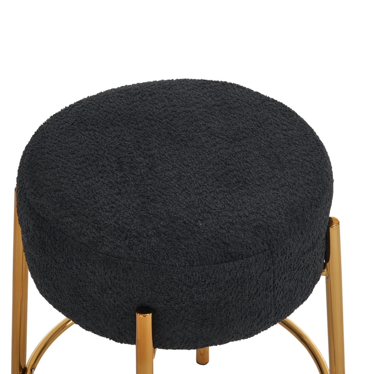 Round Bar Stools (Set of 2), Contemporary Upholstered Dining Stools For Kitchens, Coffee Shops And Bar Stores - Legs