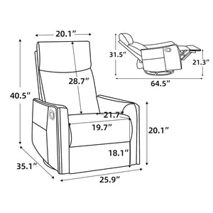 Heat Massage Manual Recliner Chair with Rocker and Swivel
