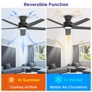 52 Inch Ceiling Fan with Light, Reversible DC Motor and Remote
