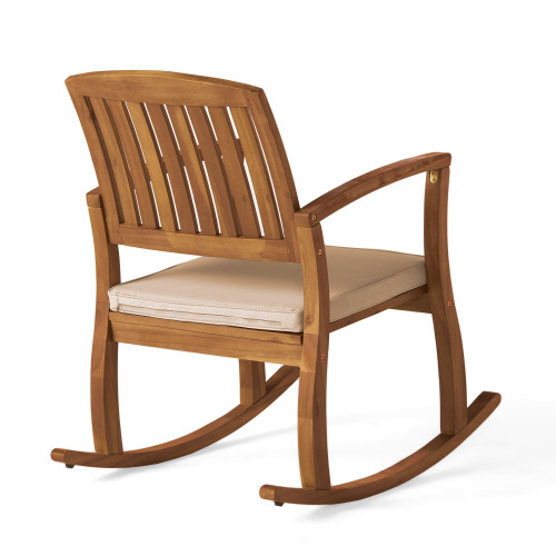Acacia Wood Patio Outdoor Rocking Chair with Cushions