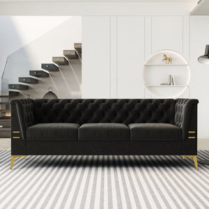 Luxurious Sofa With Legs, Modern Chesterfield Design, Tufted Upholstery, 3 Seat Couch For Living Room And Office