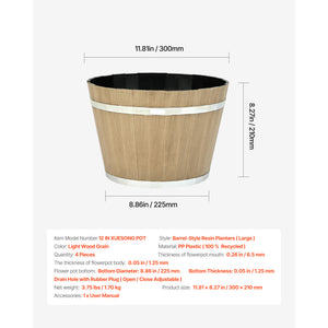 Resin Whiskey Barrel Planter Garden Flower Plant Pot