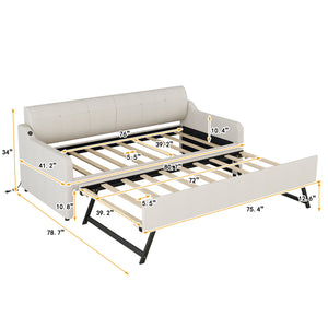 Upholstered Daybed With Trundle And USB Charging