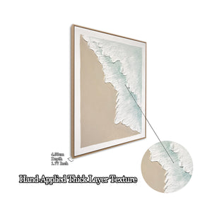 24x32 Framed Ocean Wave Wall Art Set with 3D Plaster Texture - Aqua