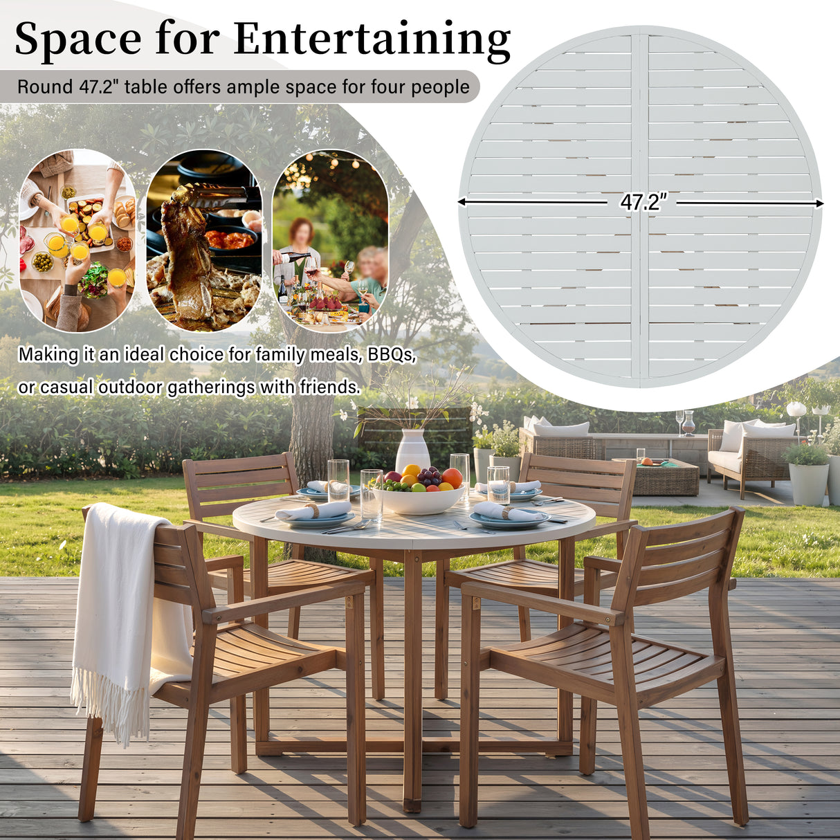 U_STYLE 5-Piece Outdoor Dining Set with Acacia Wood Chairs