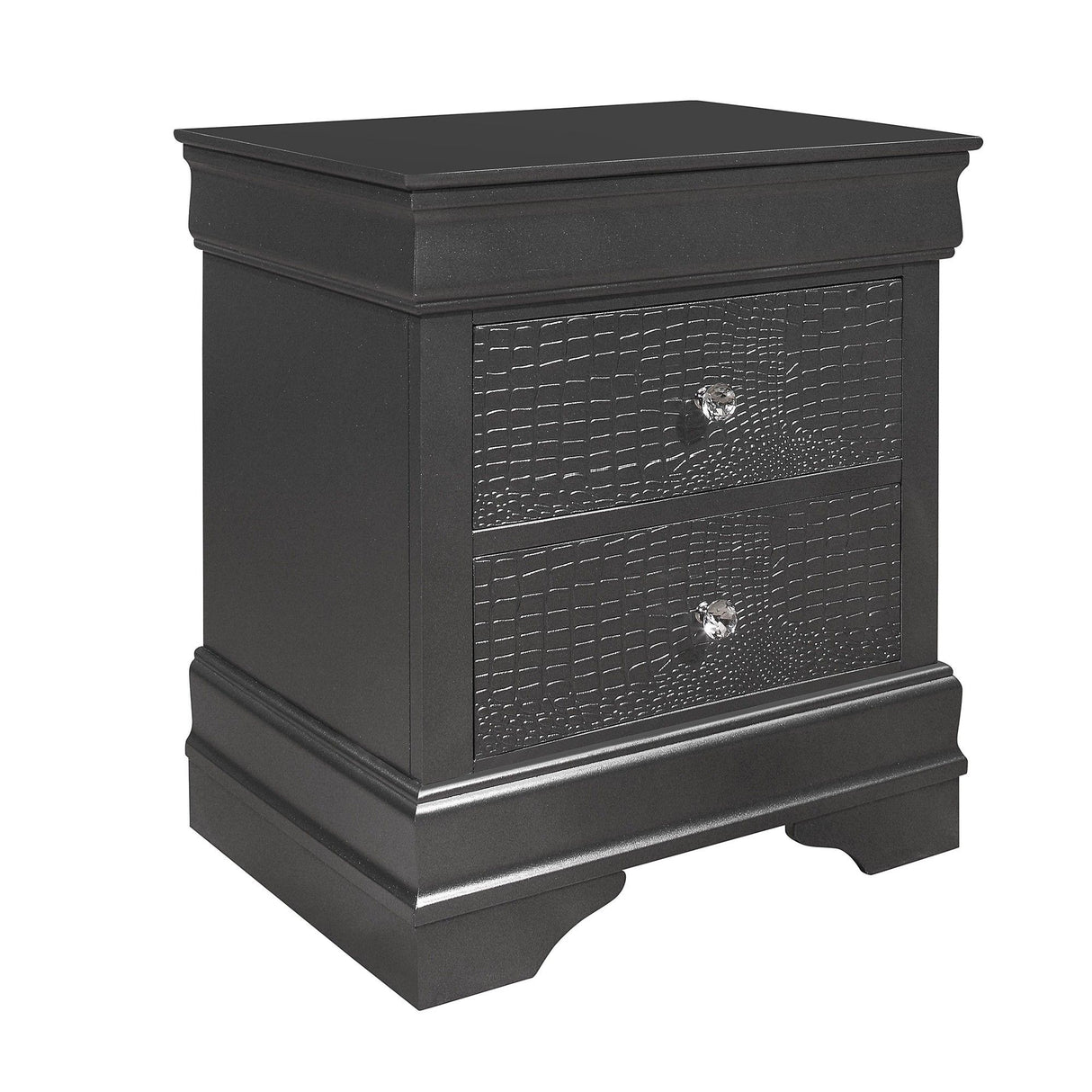 Shaker - 5 Pieces Bedroom Set With Crystal Inspired Tufted Headboard And LED Lighting