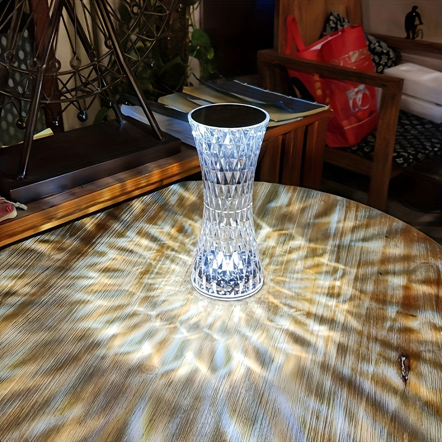 Touch Control Crystal Lamp – Rechargeable LED Night Light for Bedroom or Gifts