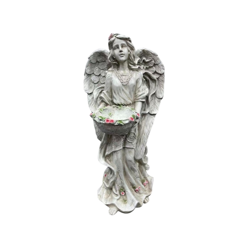 24.80" High Angel Figurine with Flower Basket