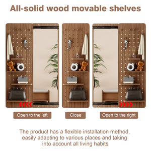 Wall Mounted Full Length Mirror With Shelf And Hook