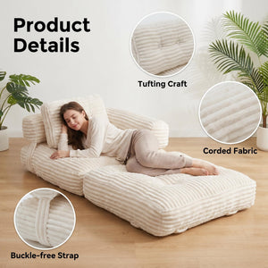 Boneless Foldable Floor Sofa Bed with Armrest & Pillows
