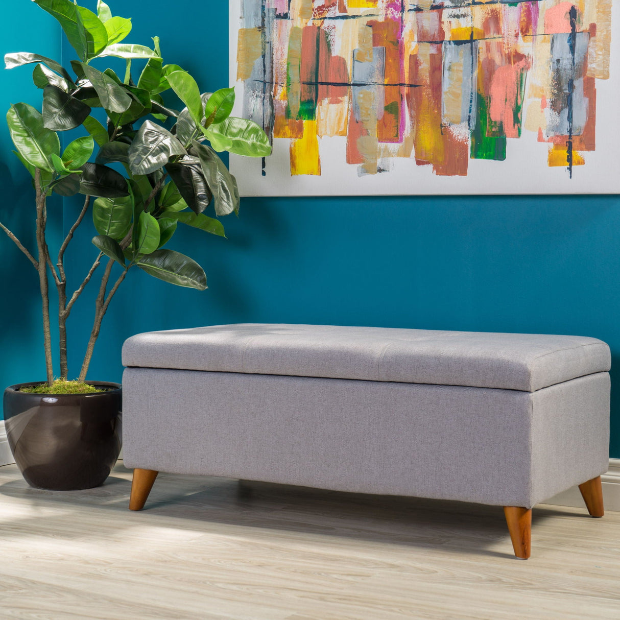 Kinetics - Upholstered Storage Ottoman With Lift-Top And Button Tufted Seat - Light Gray - Best Buy Furniture