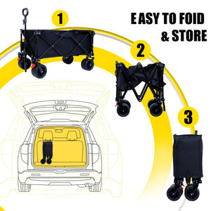 Foldable Wagon with Extended Tailgate and Large All-Terrain Wheels