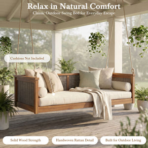 TOPMAX Outdoor Classic Solid Wood Twin Size Swing Bed