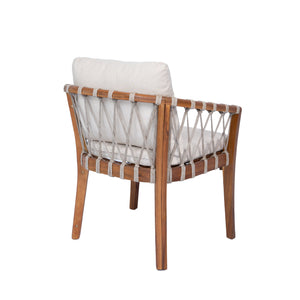 Outdoor Dining Chairs Set for 2, Acacia Wood Frame with Teak Finish