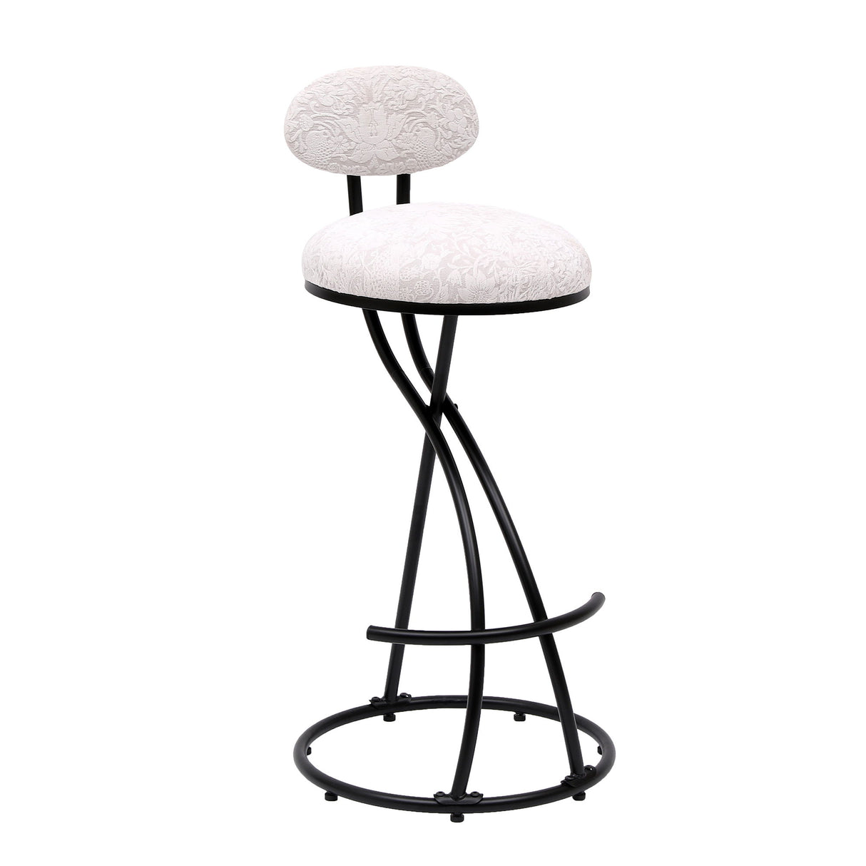 Round Print Bar Stools Upholstered Chairs For Kitchen (Set of 2)