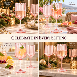 Khen Acrylic Lucia Stemmed Goblets - Set of 6 |14oz | Pink