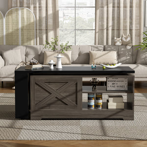 Farmhouse Lift Top Coffee Table With Barn Doors