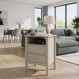 Fluted Nightstand With 2 Drawers
