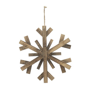 17.7" x 17.7" Large Fir Wood Snowflake Ornaments - Set of 2