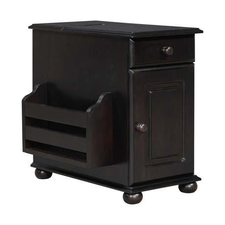 Vintage Flip Top Side Table With USB Ports