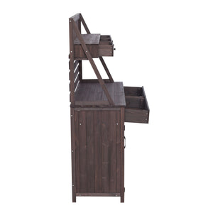 Potting Bench With 5 Drawer Storage And Slatted Back Panel, Garden Workstation - Brown