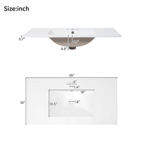 Bathroom Vanity With Sink, Soft Close Doors, Adjustable Shelf & 3 Drawers
