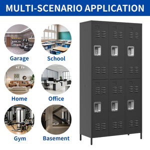 6 Door 72"H Metal Lockers with Lock