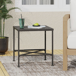 Outdoor Square Side Table With X Shaped Iron Frame - Black - Best Buy Furniture