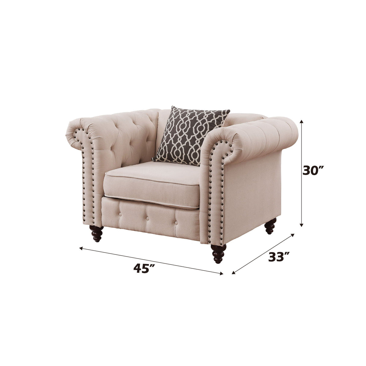 Aurelia - Linen Chair With Pillow - Beige - Best Buy Furniture