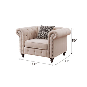 Aurelia - Linen Chair With Pillow - Beige - Best Buy Furniture
