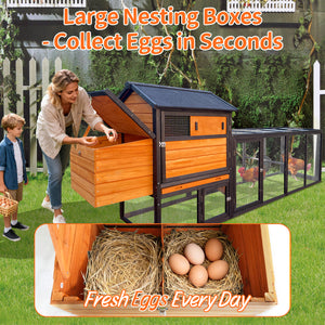 Large Brown and Black Wooden Chicken Coop