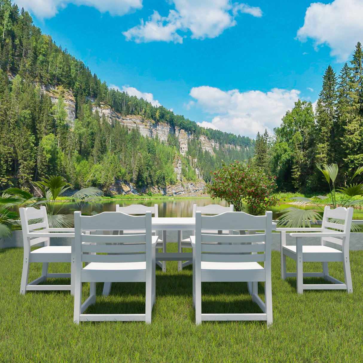 Patio Dining Chair with Armset Set of 2, Pure