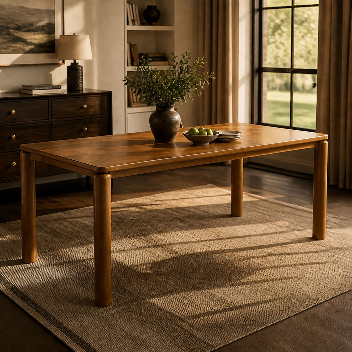 70.28" Rubber Wood Dining Table