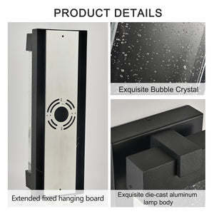 Black Aluminum Outdoor Wall Light with Bubble Crystal