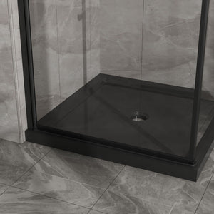 Corner Shower Enclosure, Frameless Pivot Door - Black