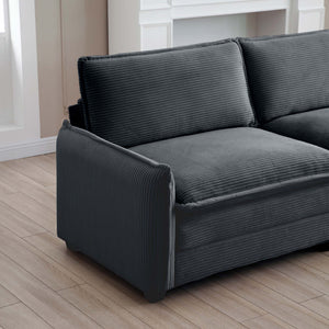 Oversized Modular Cushioned Sofa with Conversible Ottoman