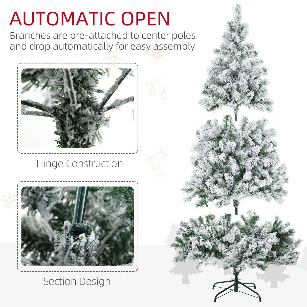 HOMCOM 7.5ft Tall Prelit Artificial Christmas Tree