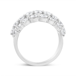 10K White Gold 2 1/2 Cttw Round Natural Diamond 3 Row Band Ring (I-J Color, I1-I2 Clarity) - Ring Size 7