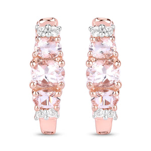 1.32 Carat Genuine Morganite and White Topaz .925 Sterling Silver Earrings