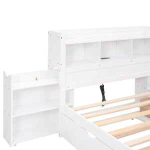 Storage Platform Bed With Pull Out Shelves, Trundle, And 2 Drawers