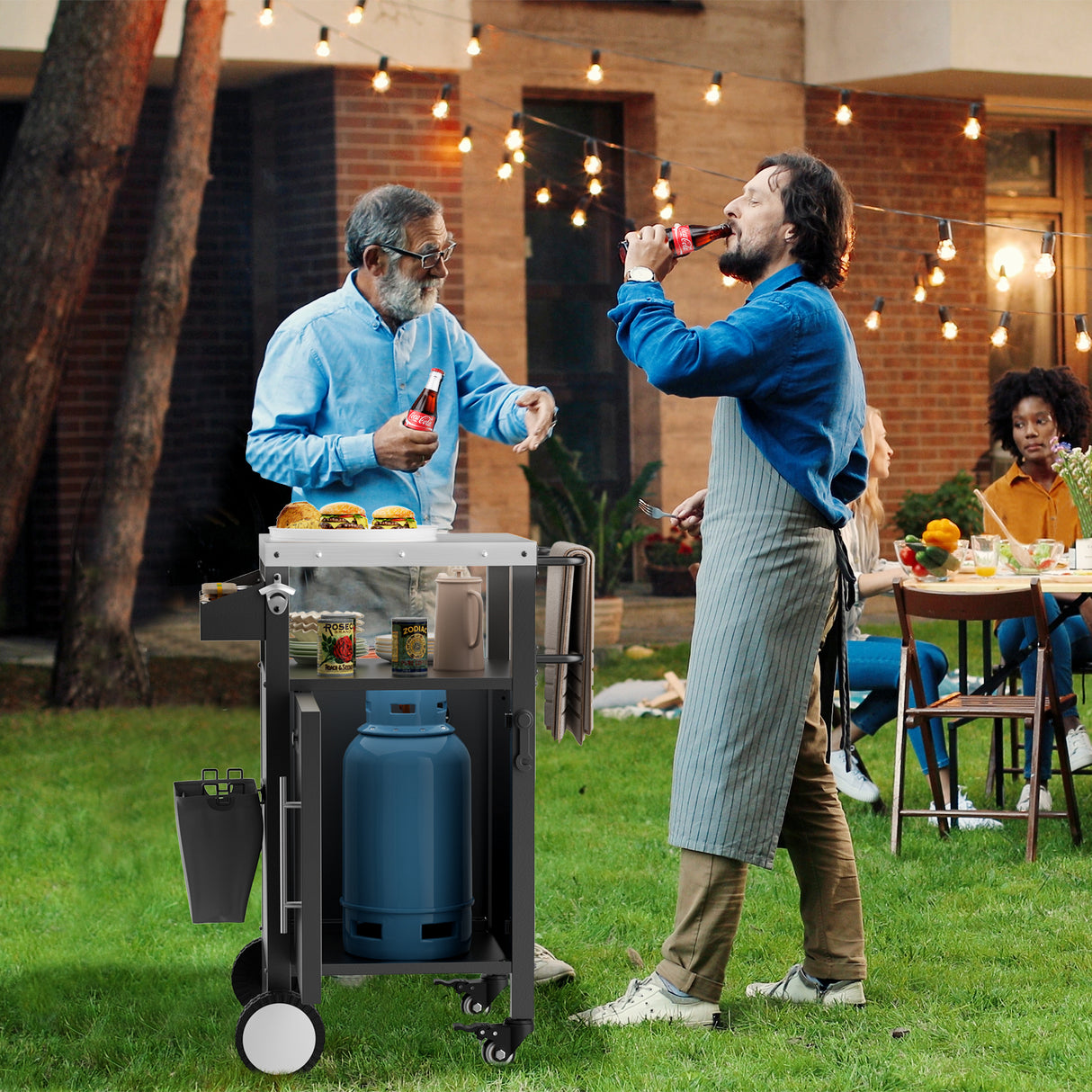 Outdoor Grill Cart with Patio Furniture and Storage
